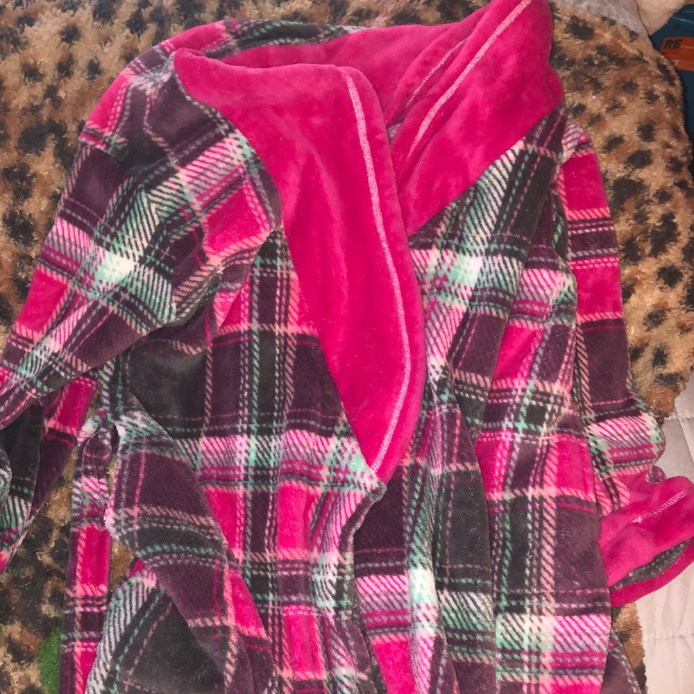 Pink plaid robe
